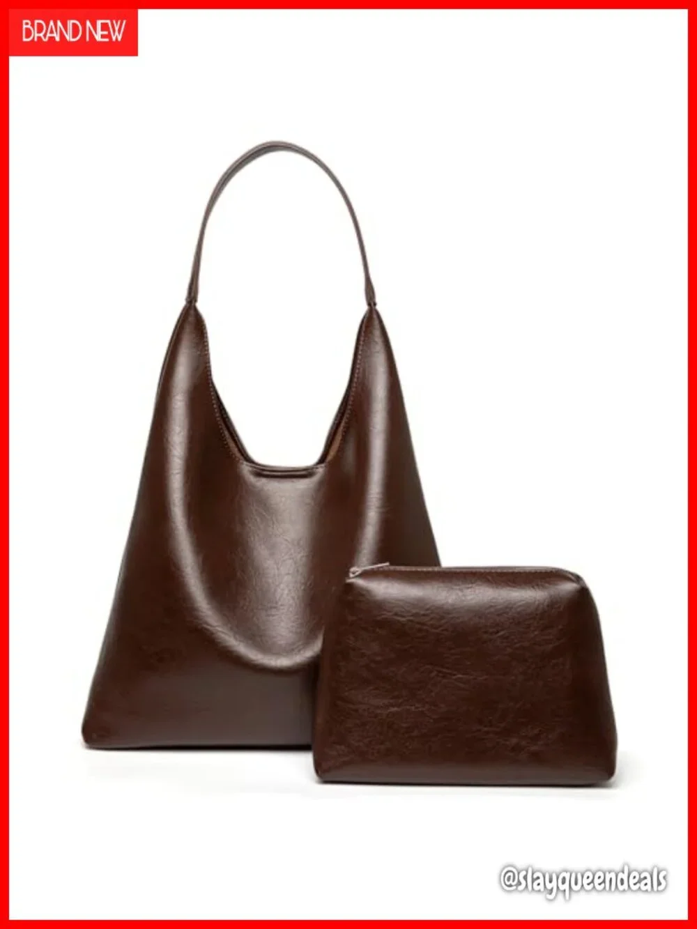 Large Faux Leather Hobo Tote Bag Shoulder Bag with Detachable Pouch Work Casual